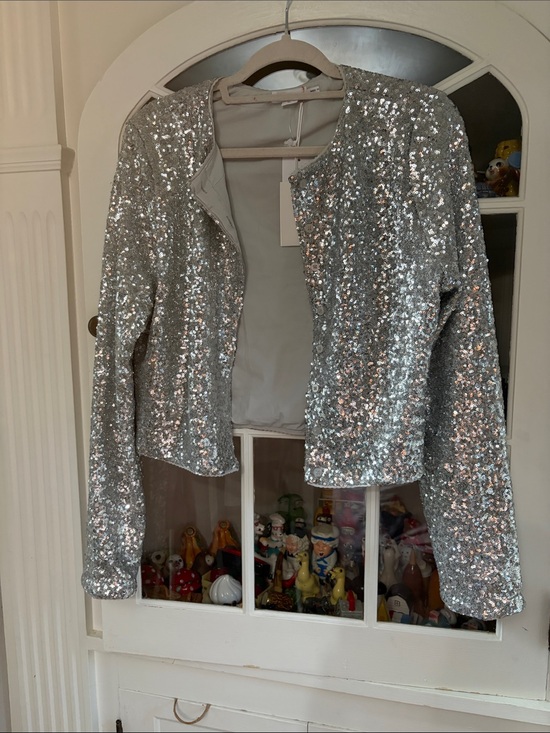 Good American Jackets & Blazers - NWT XL Good American Silver Sequin Blazer Jacket